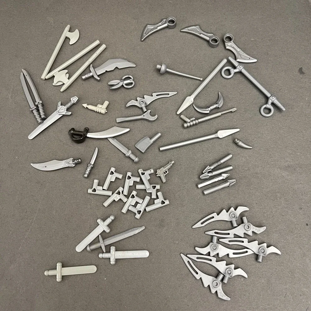 Lego Weapons Guns Swords Knives Spears Gray Replacement Parts Pieces Lot of 50